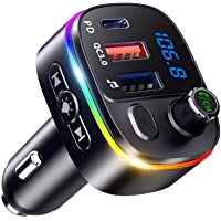 Bovon Bluetooth Transmisor FM y Soporte Magnético para Teléfono para Automóvil- Kit para Automóvil 2 en 1 con Carga…
